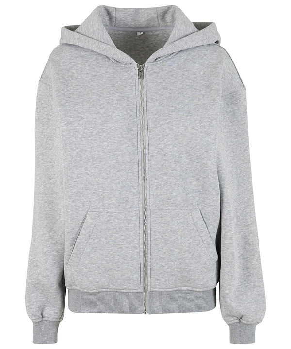 Build Your Brand Women’s Loose-fit Zip Hoodie - Heather Grey