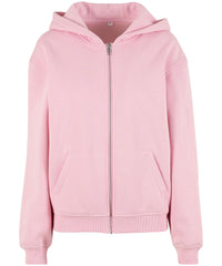 Build Your Brand Women’s Loose-fit Zip Hoodie - Soft Pink