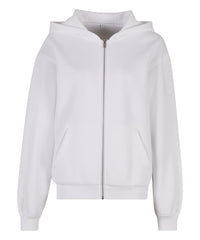 Build Your Brand Women’s Loose-fit Zip Hoodie - White