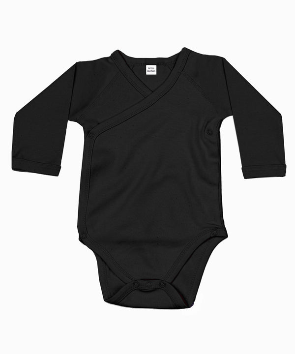 Babybugz Baby Long Sleeve Kimono Bodysuit - Black