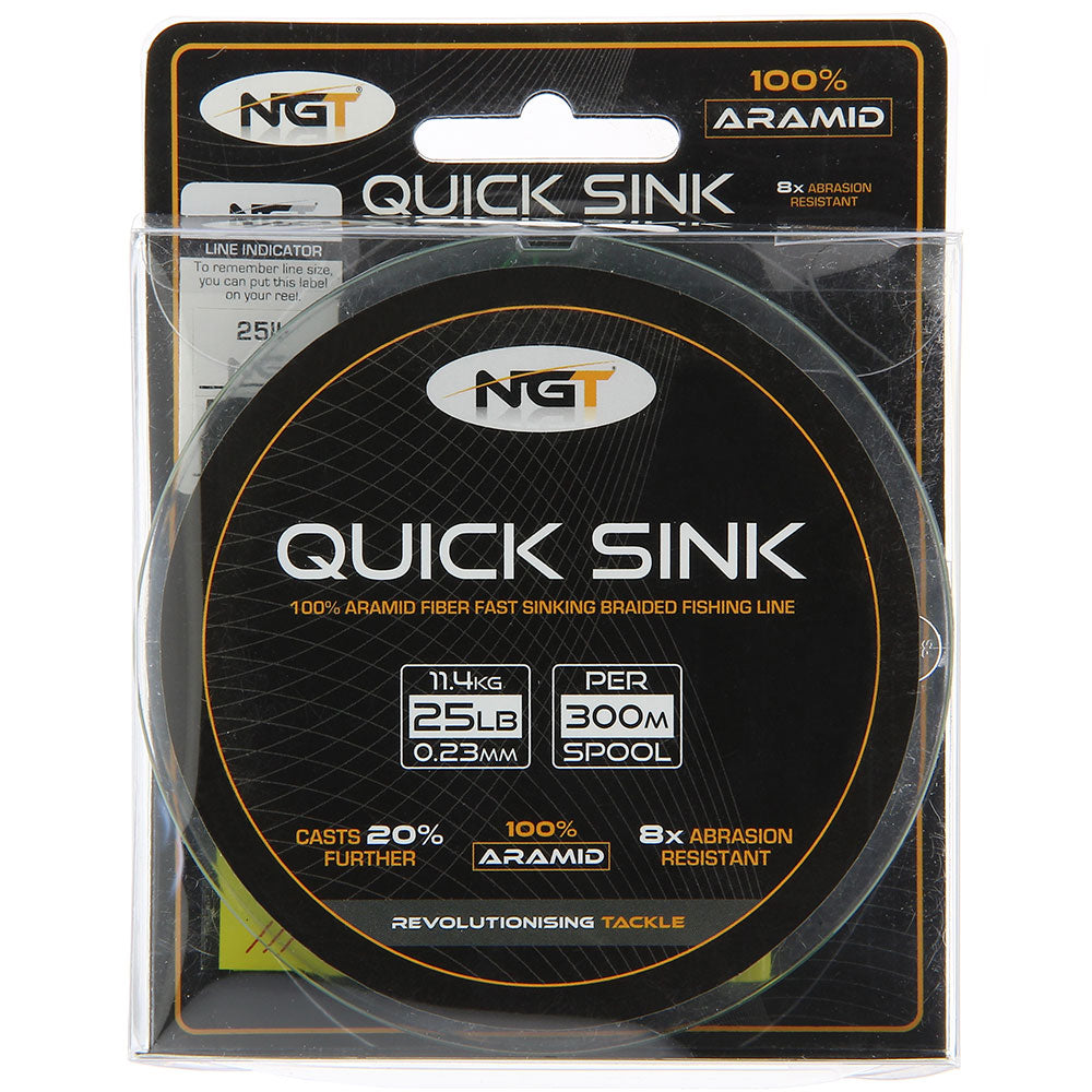 NGT 300m Spool Of 'Quick Sink' Moss Green 25lb Braid
