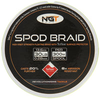 NGT 30lb Fluoro Yellow Teflon Coated Floating SPOD Braid - 300m Spool
