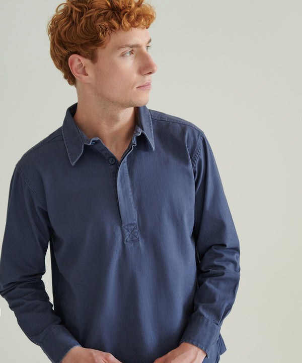 Front Row Pullover Drill Shirt - Washed Navy