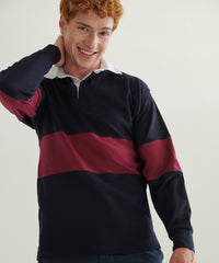 Front Row Panelled Rugby Shirt - Bottle/White