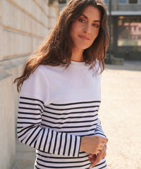 Front Row Long Sleeve Breton Striped T - Navy/White