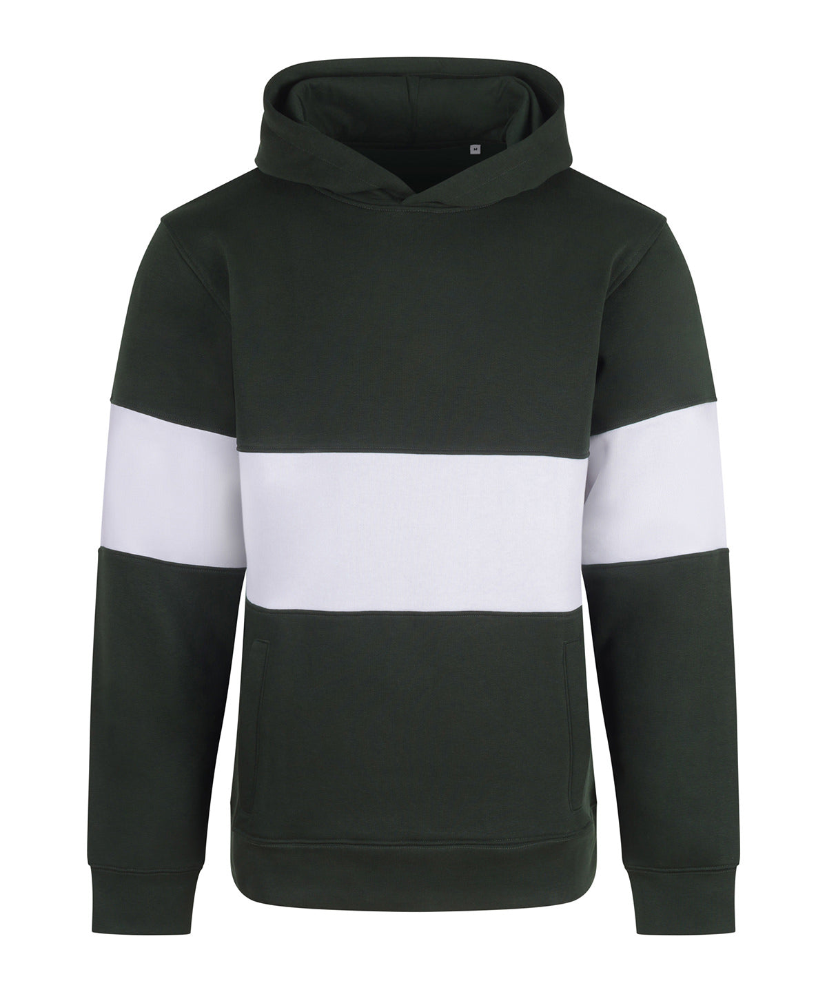 Front Row Heavyweight Panelled Hoodie - Bottle/White