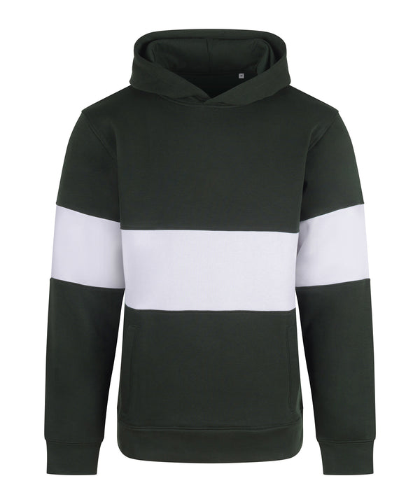 Front Row Heavyweight Panelled Hoodie - Bottle/White