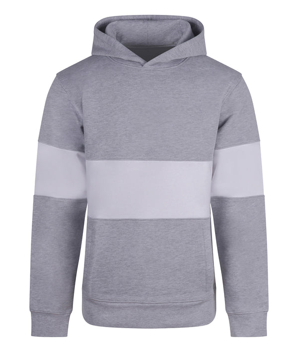 Front Row Heavyweight Panelled Hoodie - Heather Grey/White