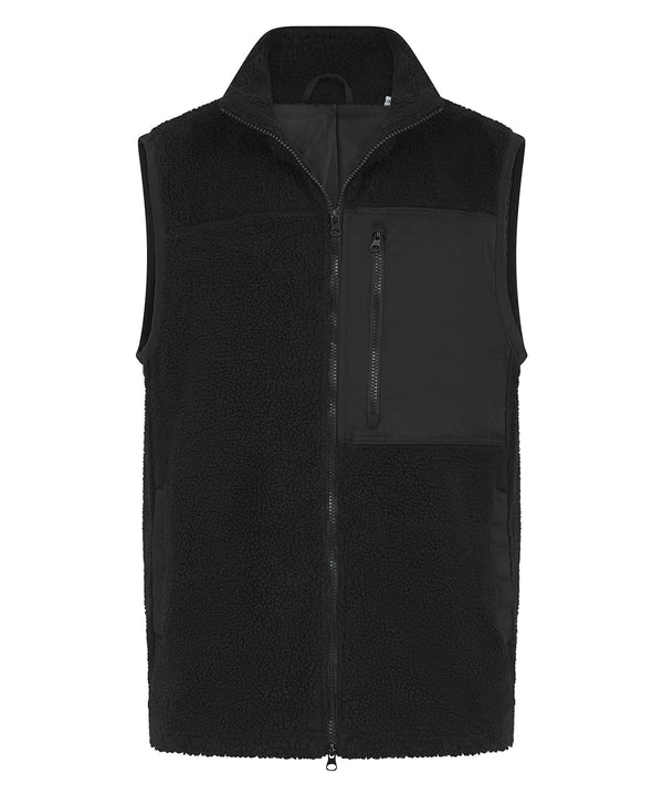 Front Row Recycled Sherpa Gilet - Black