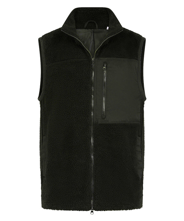 Front Row Recycled Sherpa Gilet - Dark Olive