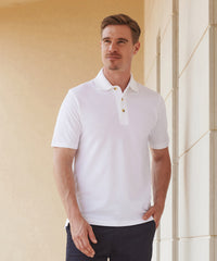 Henbury Classic Cotton Piqué Polo with Stand-up Collar - Black*†