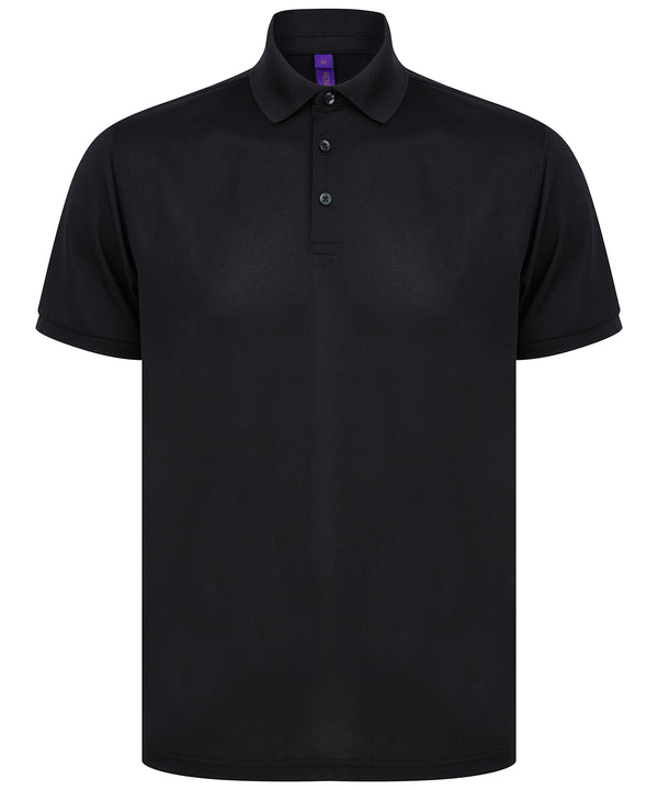 Henbury Recycled Polyester Polo Shirt - Black
