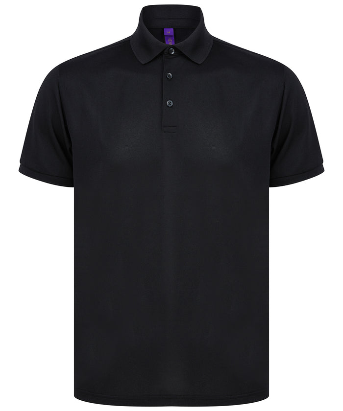 Henbury Recycled Polyester Polo Shirt - Black