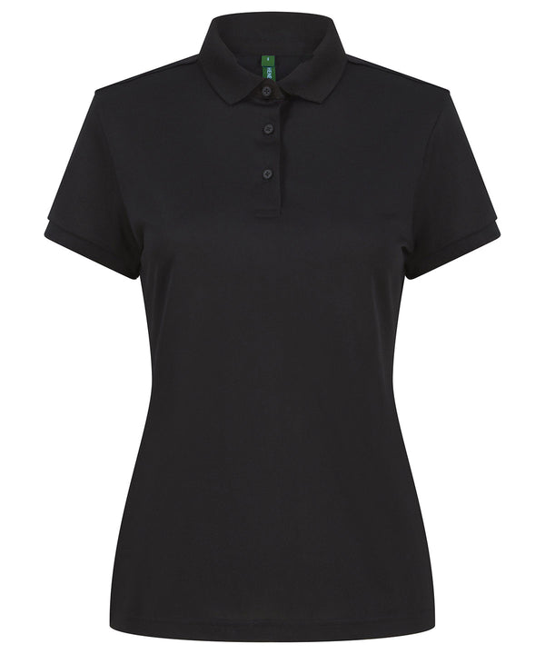 Henbury Women’s Recycled Polyester Polo Shirt - Black