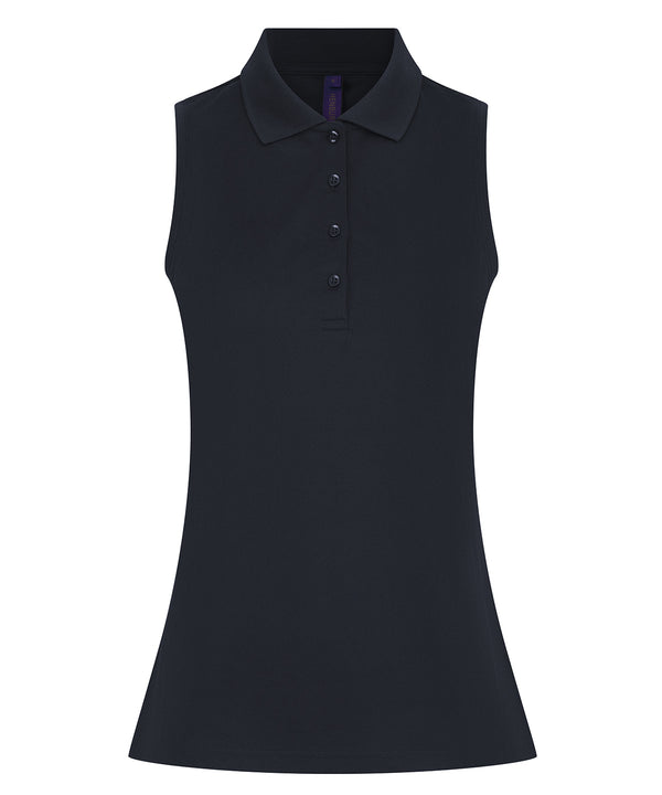 Henbury Women’s Sleeveless Coolplus® Polo Shirt - Navy