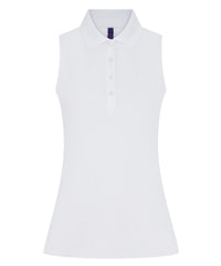Henbury Women’s Sleeveless Coolplus® Polo Shirt - White