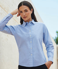 Henbury Women's Classic Long Sleeve Oxford Shirt - Blue