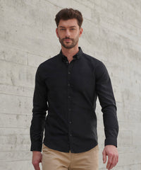Henbury Modern Long Sleeve Oxford Shirt - Black