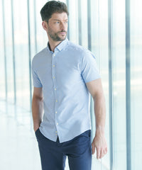Henbury Modern Short Sleeve Oxford Shirt - Black