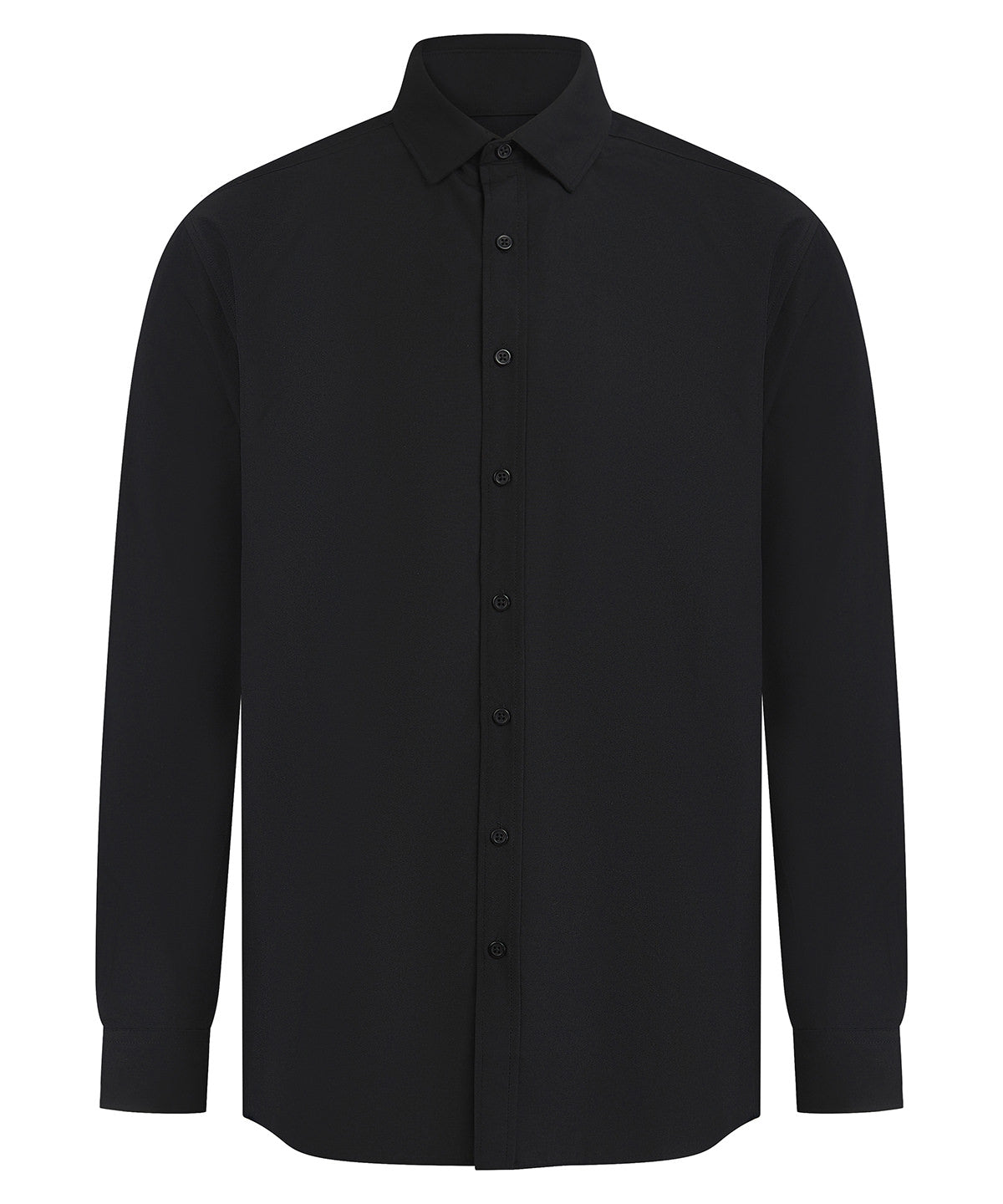 Henbury Long Sleeve ‘cotton-feel’ Coolplus® Shirt - Black