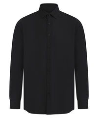 Henbury Long Sleeve ‘cotton-feel’ Coolplus® Shirt - Black