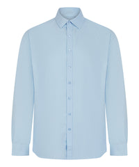Henbury Long Sleeve ‘cotton-feel’ Coolplus® Shirt - Light Blue