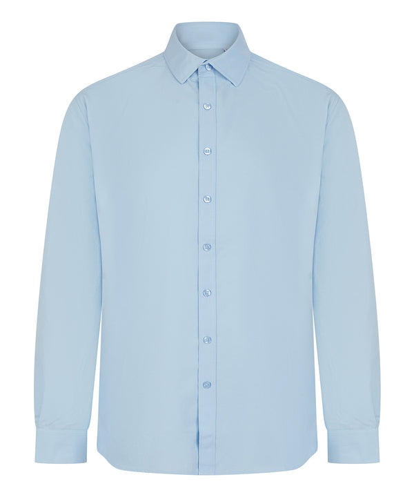 Henbury Long Sleeve ‘cotton-feel’ Coolplus® Shirt - Light Blue