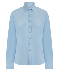 Henbury Women’s Long Sleeve ‘cotton-feel’ Coolplus® Shirt - Light Blue