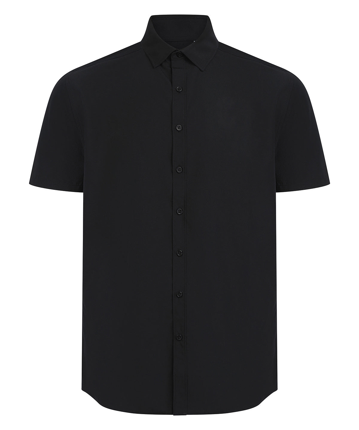 Henbury Short Sleeve ‘cotton-feel’ Coolplus® Shirt - Black