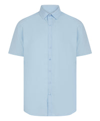 Henbury Short Sleeve ‘cotton-feel’ Coolplus® Shirt - Light Blue