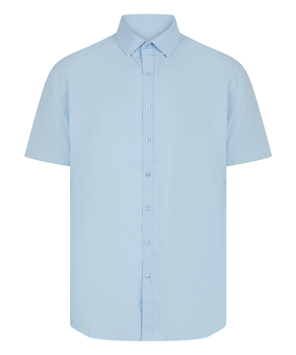 Henbury Short Sleeve ‘cotton-feel’ Coolplus® Shirt - Light Blue