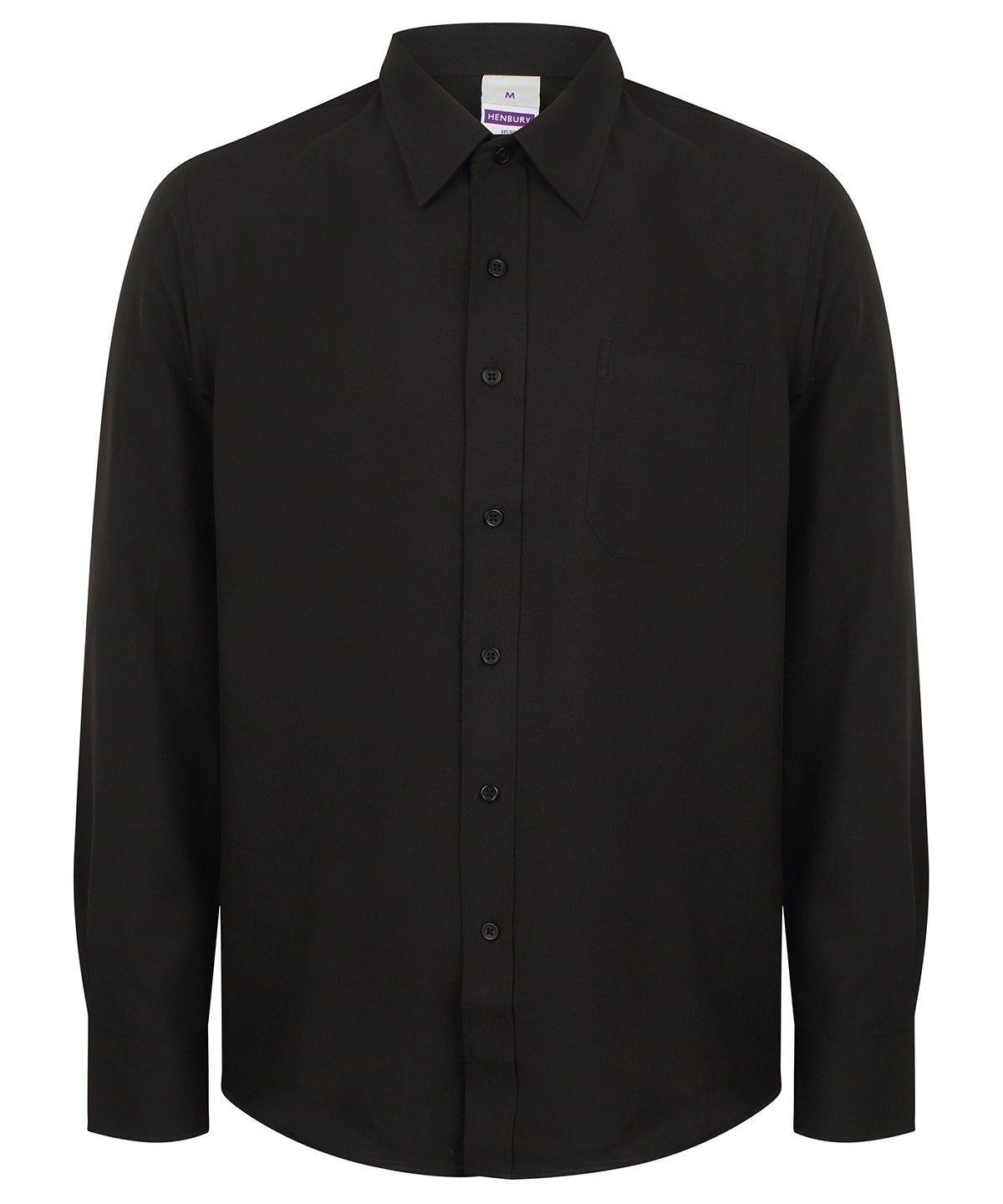 Henbury Wicking Antibacterial Long Sleeve Shirt - Black