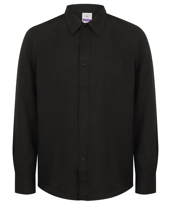 Henbury Wicking Antibacterial Long Sleeve Shirt - Black