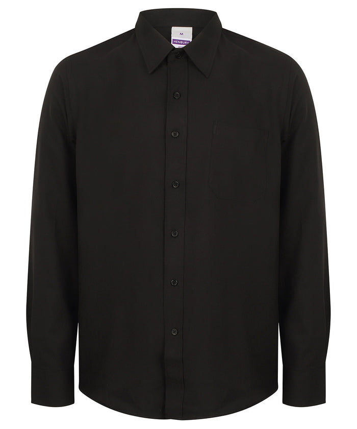 Henbury Wicking Antibacterial Long Sleeve Shirt - Black