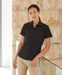 Henbury Women's Wicking Antibacterial Short Sleeve Shirt - Black