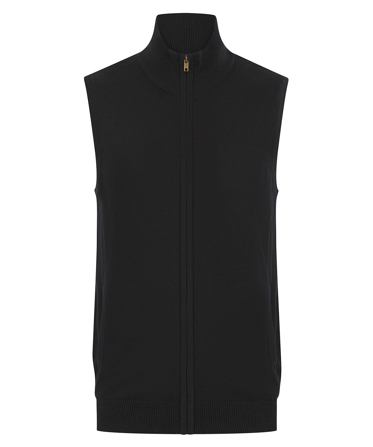 Henbury Sleeveless Zip-through Jumper - Black