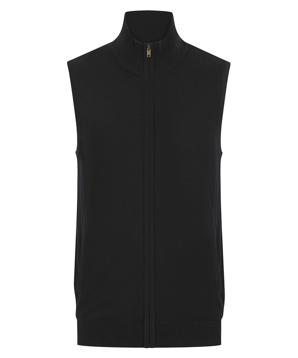 Henbury Sleeveless Zip-through Jumper - Black