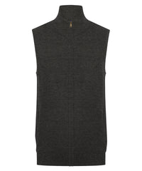 Henbury Sleeveless Zip-through Jumper - Grey Marl