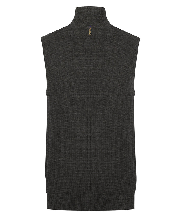 Henbury Sleeveless Zip-through Jumper - Grey Marl