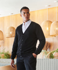Henbury V-button Cardigan - Black