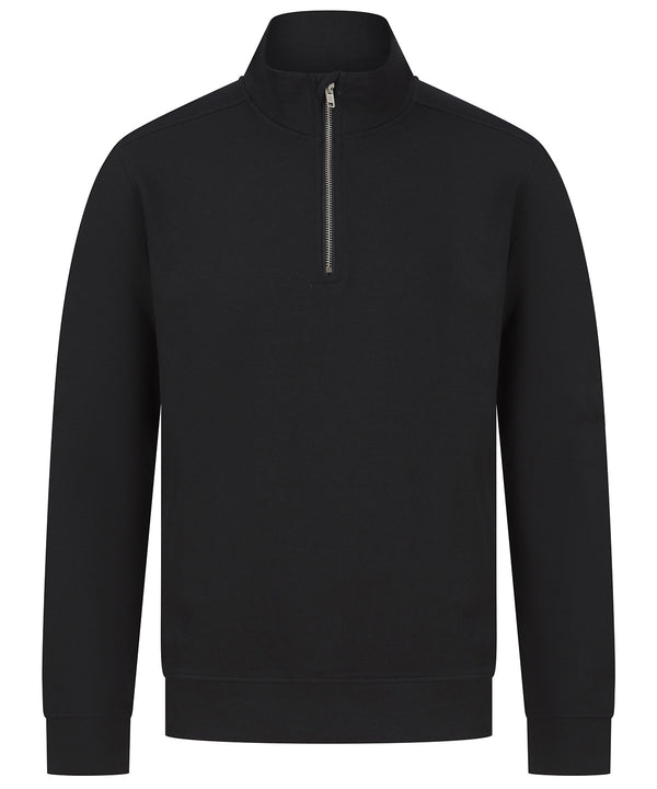 Henbury Unisex Sustainable ¼-zip Sweatshirt - Black