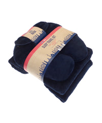 Homeliving Travel Set (neck Pillow, Eye Mask and Fleece Blanket) - Navy