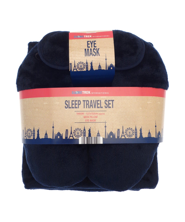 Homeliving Travel Set (neck Pillow, Eye Mask and Fleece Blanket) - Navy