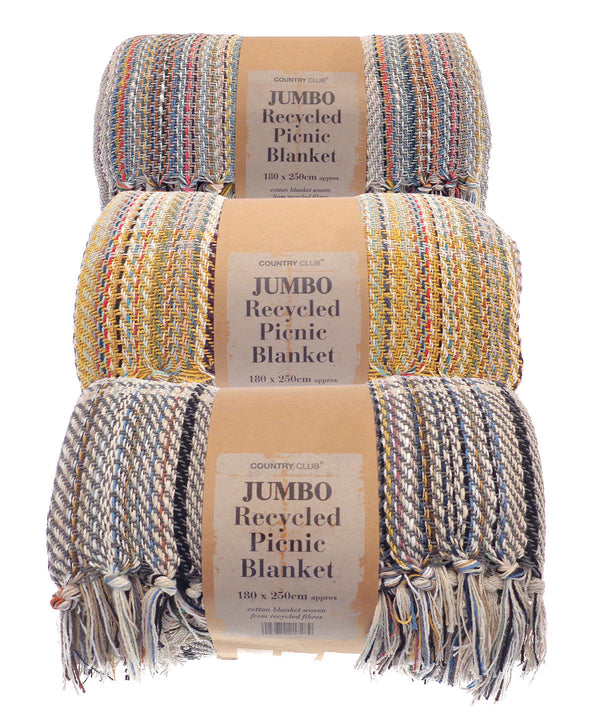 Homeliving Jumbo Recycled Picnic Blanket - Mixed Fabric Colour