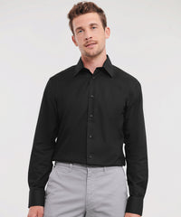 Russell Athletic Long Sleeve Easycare Tailored Oxford Shirt - Black