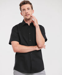 Russell Athletic Short Sleeve Easycare Tailored Oxford Shirt - Black