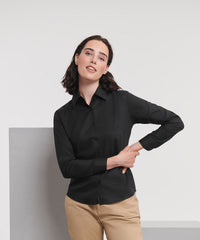 Russell Athletic Women's Long Sleeve Easycare Oxford Shirt - Black