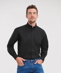 Russell Athletic Long Sleeve Easycare Oxford Shirt - Black