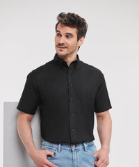 Russell Athletic Short Sleeve Easycare Oxford Shirt - Black