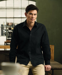 Russell Athletic Long Sleeve Polycotton Easycare Poplin Shirt - Black